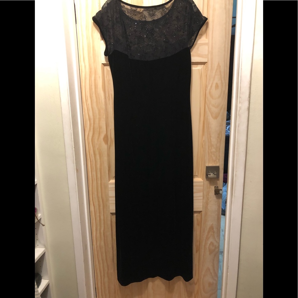 Black velvet dress with sequined bodice